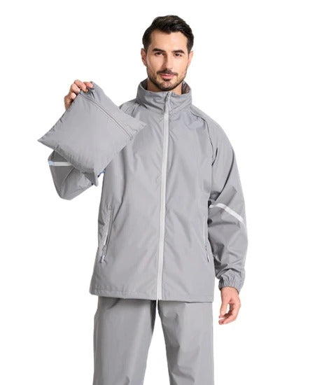 Nueva llegada chaqueta de lluvia cortavientos impermeable ligero con capucha para hombre ZITY1222 gris