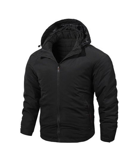 SWISSWELL Men's Casual Fleece Lined Waterproof Windproof Detachable Hooded Jacket -ZPK010361
